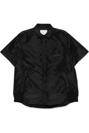 SACAI Overhemden, Heren, Zwart, S, Zwarte Knoopsluiting Klassieke Kraag Shirt
