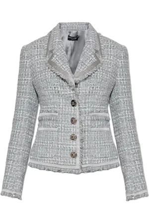 Dolce & Gabbana Jassen, Dames, Grijs, S, Tweed, Tweed jasje met lurex draad