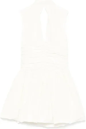Patou Kleedjes, Dames, Wit, S, Witte Halternek Mouwloze Wijd Uitlopende Rok Jurk