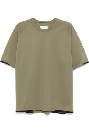 SACAI Tops, Heren, Groen, S, Olijfgroene Crew Neck T-shirt