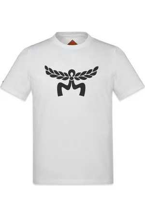 MCM Tops, unisex, Wit, 2Xl, Katoen, T-shirt met Laurel-logo gemaakt van biologisch katoen