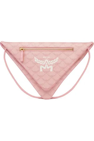 MCM Tassen, Dames, Roze, ONE Size, Katoen, Hemel driehoekige Pouch in Lauretos