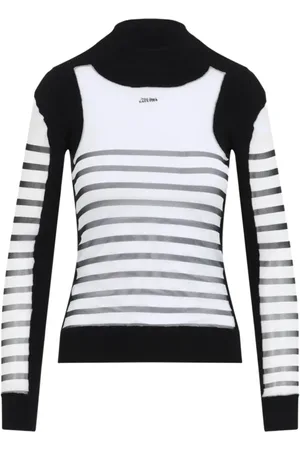 Jean Paul Gaultier Truien, Dames, Zwart, S, Mesh Gebreide Lange Mouwen Trui