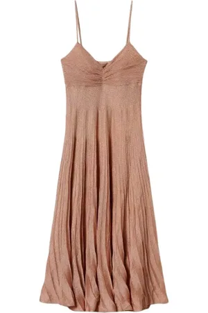 Twin-Set Kleedjes, Dames, , S, Polyester, Lurex Slipdress met Ruches en Plooien