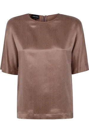 Giorgio Armani Blouses & Shirts, Dames, Bruin, S, Viscose Cupro Shirt