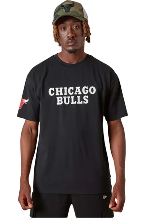 New Era Tops, Heren, Zwart, L, NBA Chicago Bulls Wordmark Logo T-shirt