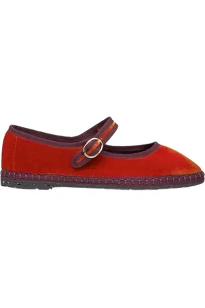 Flabelus Schoenen, Dames, Rood, 39 EU, Katoen, Comfortabele Mary Jane Schoenen