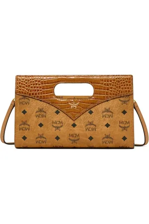 MCM Tassen, Dames, Bruin, ONE Size, Leer, Diamond draagtas in Visetos en leer met krokodillenprint