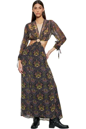 Antik Batik Kleedjes, Dames, Veelkleurig, M, Chiffon, Eros cut-out jurk