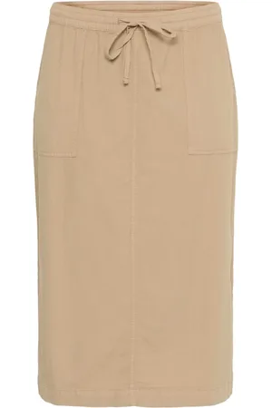 Kaffe Rokken, Dames, , XL, Katoen, Klassieke Zand Rok met Splitten