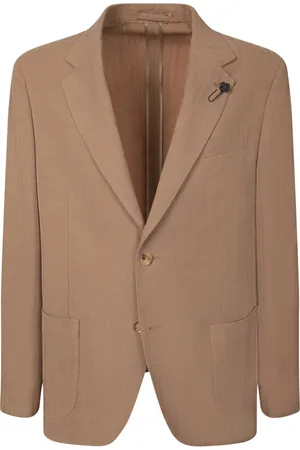 LARDINI Jassen, Heren, Bruin, XL, Katoen, Beige Blazer Klassieke Stijl