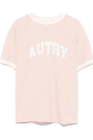 Autry Tops, Dames, Roze, S, Roze Gestreepte Raglanmouw Ronde Hals