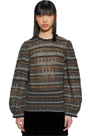 Antik Batik Blouses & Shirts, Dames, Veelkleurig, S, Katoen, Fara gehaakte blouse