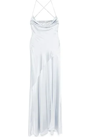 Retrofete Kleedjes, Dames, Blauw, S, Blauwe Spaghetti Strap Jurk met Kristalversiering
