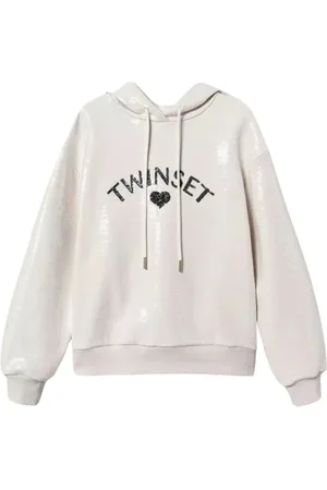 Twin-Set Sweatshirts & Hoodies, Dames, , S, Katoen, Paillet French Terry Hoodie