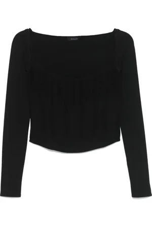 MUGLER Tops, Dames, Zwart, L, Leer, Madonna Neck Top