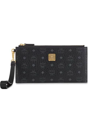 MCM Tassen, Dames, Zwart, ONE Size, Leer, Aren Pouch in Visetos met polsband