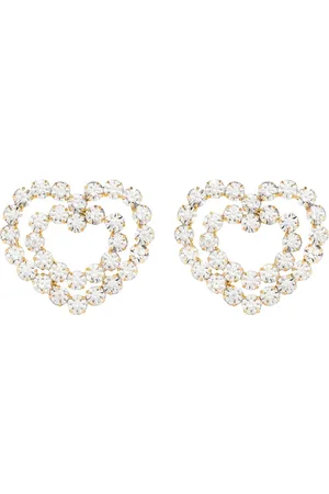 VANINA Accessoires, Dames, Wit, ONE Size, Kristalversierde Goudkleurige Oorbellen Set