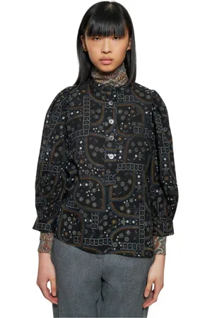Antik Batik Blouses & Shirts, Dames, Zwart, M, Wol, Elie print blouse