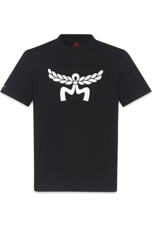 MCM Tops, unisex, Zwart, S, Katoen, T-shirt met Laurel-logo gemaakt van biologisch katoen