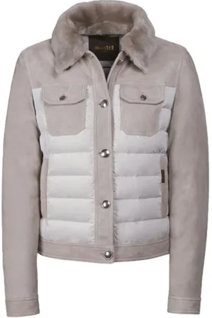 MOORER Jassen, Dames, Veelkleurig, 2Xs, Leer, Petunia-Fur-Uro