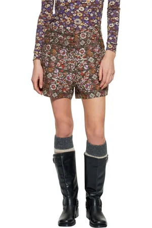 Antik Batik Korte broeken, Dames, Bruin, S, Katoen, Bloemen gequilt print shorts
