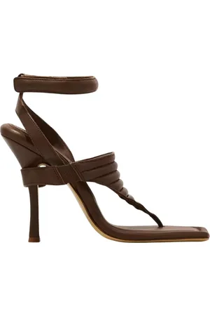 Gia Borghini Schoenen, Dames, Bruin, 38 EU, Leer, Bruine stiletto sandalen open teen