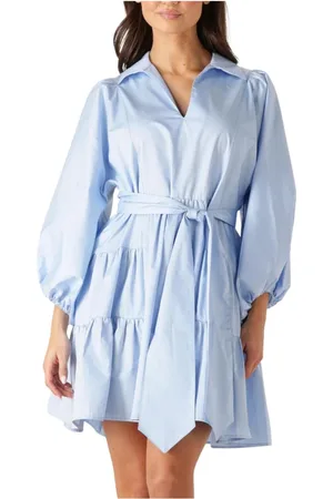 Devotion Twins Kleedjes, Dames, Blauw, M, Lichtblauwe Mini Jurk Charme