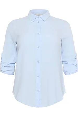 Kaffe Blouses & Shirts, Dames, Blauw, XL, Windsurfer Overhemdblouse met Kraag