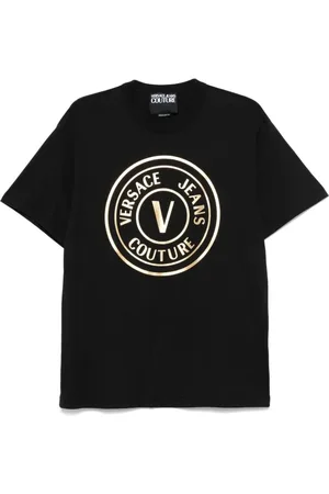 VERSACE Tops, Heren, Zwart, L, Zwart Crew Neck T-shirt
