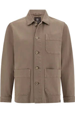 Boggi Milano Jassen, Heren, Bruin, M, Katoen, Work Shirt Jacket