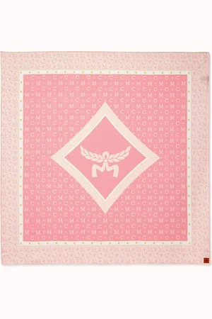 MCM Accessoires, Dames, Roze, ONE Size, Halsdoek van biologische zijde met monogram