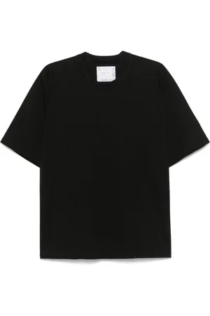 SACAI Tops, Heren, Zwart, L, Zwarte Crew Neck Korte Mouw T-shirt