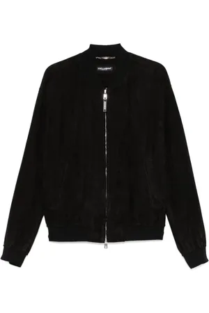 Dolce & Gabbana Jassen, Heren, Zwart, L, Zwarte Baseball Kraag Rits Jas