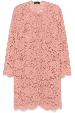 Dolce & Gabbana Kleedjes, Dames, Roze, S, Mauve Kraagloze Jas Lange Mouwen Zakken