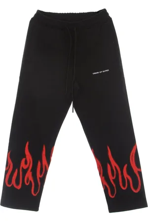 Vision Of Super Broeken, Heren, Zwart, M, Katoen, Vlammen Lichtgewicht Trainingsbroek Zwart/Rood