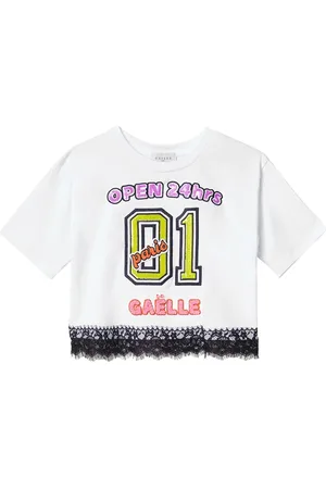 GAËLLE Tops, Dames, Wit, L, Katoen, Witte Bloemen Oversized T-shirt