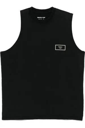 MARTINE ROSE Tops, Heren, Zwart, L, Zwarte Mouwloze Crew Neck T-shirt