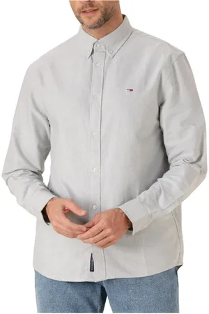 Tommy Hilfiger Overhemden, Heren, Grijs, S, Grijze Casual Oxford Overhemd voor Heren