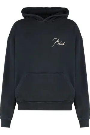 Rhude Sweatshirts & Hoodies, Heren, Zwart, M, Katoen, Vintage Katoenen Hoodie met Geribbelde Details