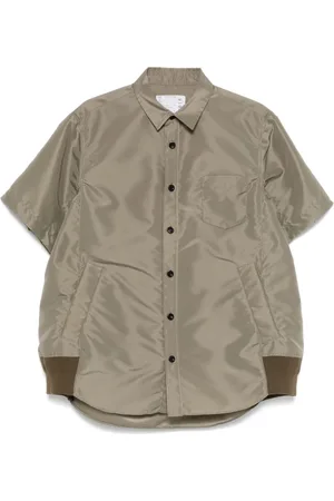 SACAI Overhemden, Heren, Groen, L, Groene Knoopshirt met Zakken