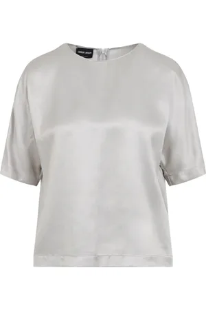 Giorgio Armani Tops, Dames, Grijs, S, Ash Grey Shirt met Ronde Hals