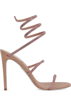 RENE CAOVILLA Schoenen, Dames, Roze, 38 EU, Leer, Roze sandalen met kristallen versiering