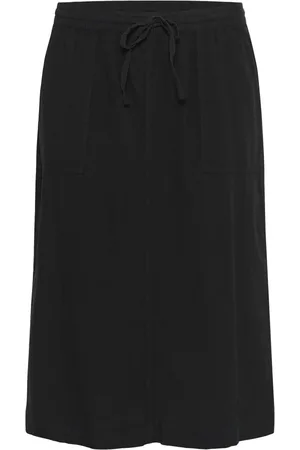 Kaffe Rokken, Dames, Zwart, XL, Zwarte Diepe Rok met Zijsplitten