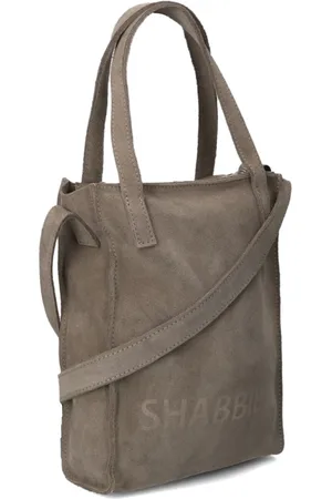 Shabbies Amsterdam Tassen, Dames, Grijs, ONE Size, Cara Suede Schoudertas Taupe