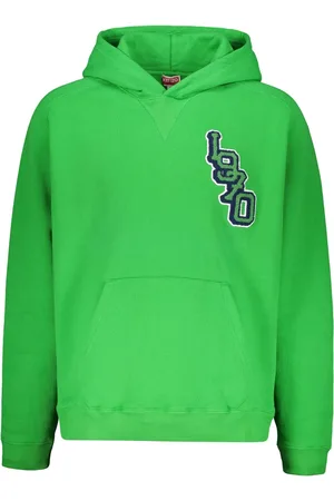 Kenzo Sweatshirts & Hoodies, Heren, Groen, L, Katoen, Verstelbare katoenen hoodie met logopatch