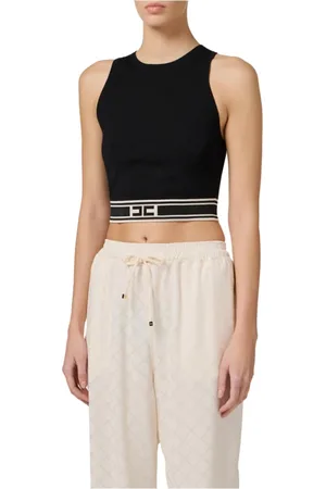 Elisabetta Franchi Tops, Dames, Zwart, M, Chique Moderne Dames Top