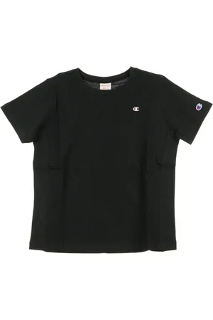 Champion Tops, Dames, Zwart, M, Zwarte Crewneck Tee voor Vrouwen