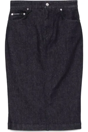 Dolce & Gabbana Rokken, Dames, Blauw, S, Denim, Blauwe Oxford Rok met Achterwaartse Ventilatie