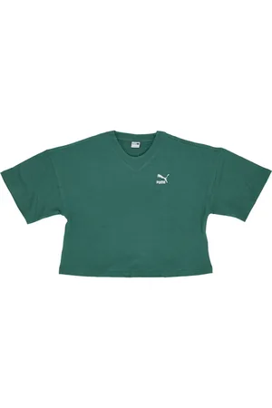 PUMA Tops, Dames, Groen, XS, Katoen, Oversized V-Neck Tee Vine T-Shirt